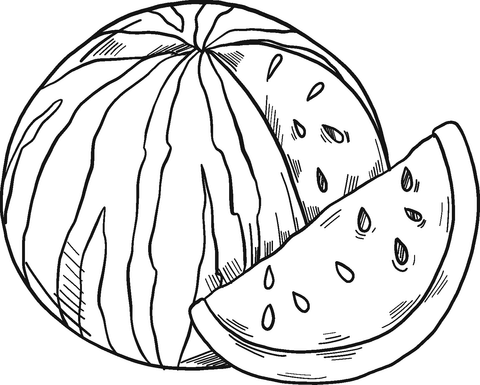 Sliced Watermelon Coloring Page